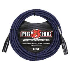 Pig Hog Black & Blue Woven 20ft XLR Cable