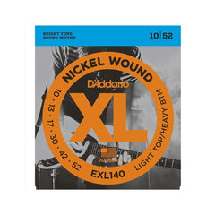 D'Addario Light top/Heavy Bottom Electric Guitar Strings 10-52