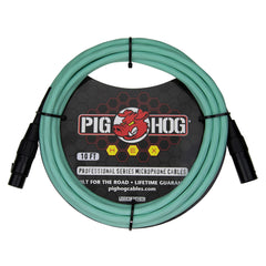 Pig Hog Hex Series Mic Cable 10ft - Seafoam Green