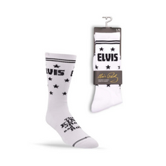 Perris Licensed ELVIS The King - Large Crew Socks in White (1-Pair)