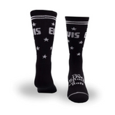 Perris Licensed ELVIS The King - Large Crew Socks in Black (1-Pair)