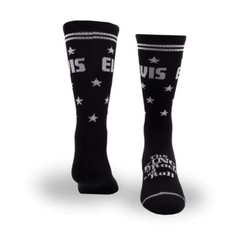 Perris Licensed ELVIS The King - Large Crew Socks in Black (1-Pair)
