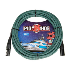 Pig Hog Tahitian Blue Woven Mic Cable 20ft XLR