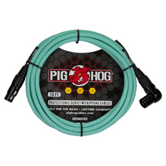 Pig Hog Hex Series Mic Cable 10ft - Seafoam Green - Right Angle
