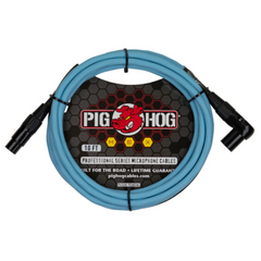 Pig Hog Hex Series Mic Cable 10ft - Daphne Blue - Right Angle