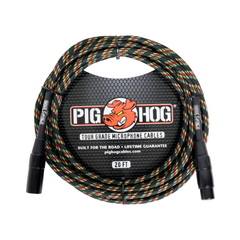 Pig Hog Rasta Stripes Woven Mic Cable 20ft (6m) XLR