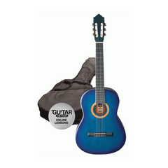 Ashton 3/4 Size Nylon Guitar Pack Transparent Blueburst