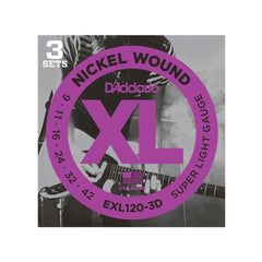 D'Addario XL Nickel Wound Electric Guitar Strings 3-Pack