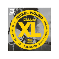 D'Addario XL Nickel Wound Electric Guitar Strings 3-Pack