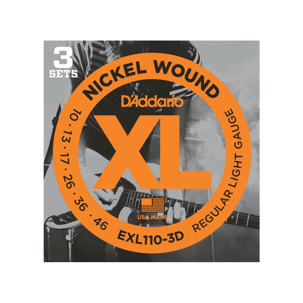 D'Addario XL Nickel Wound Electric Guitar Strings 3-Pack