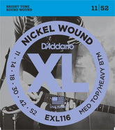 D'Addario EXL116 Medium Top/Heavy Bottom Electric Guitar Strings 11-52