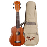 Flight Natural Sapele Ukulele 310 Series with Bag - Multiple Sizes