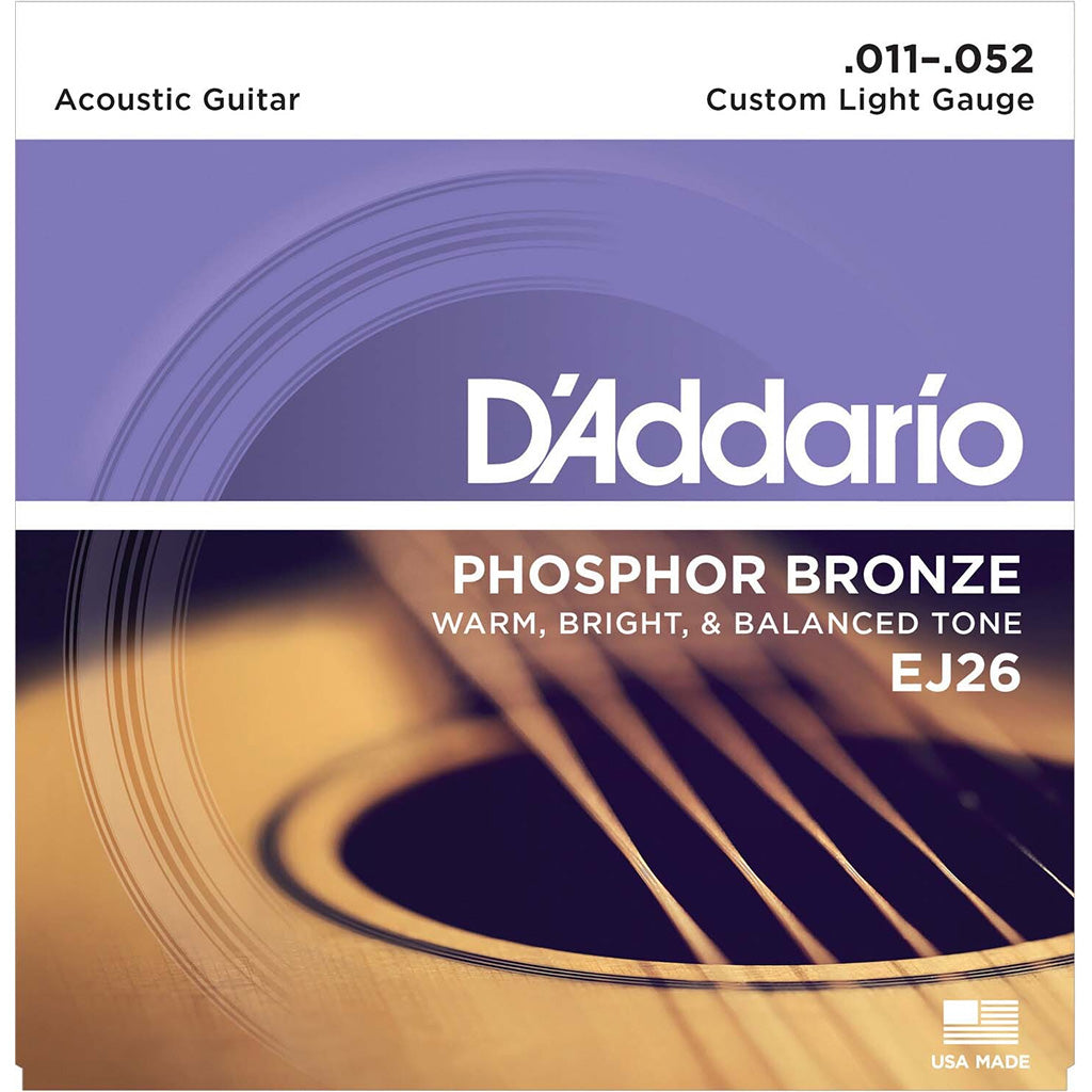 D'Addario Custom Light Phosphor Bronze Acoustic Guitar String Set 11-52
