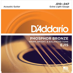 D'addario EJ15 Phosphor Bronze 10-47 Acoustic Guitar Strings