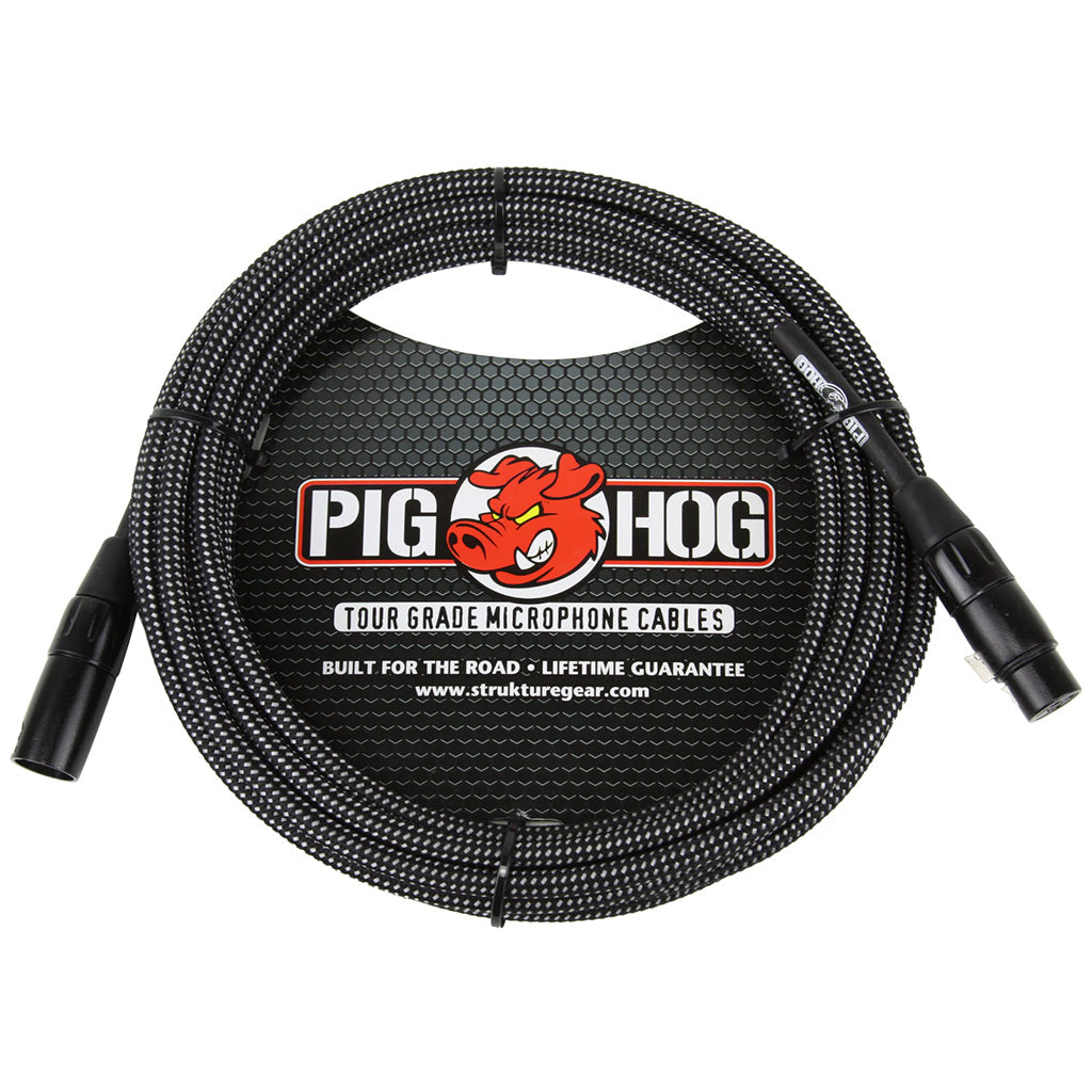 Pig Hog Black & White Woven 20ft XLR Cable