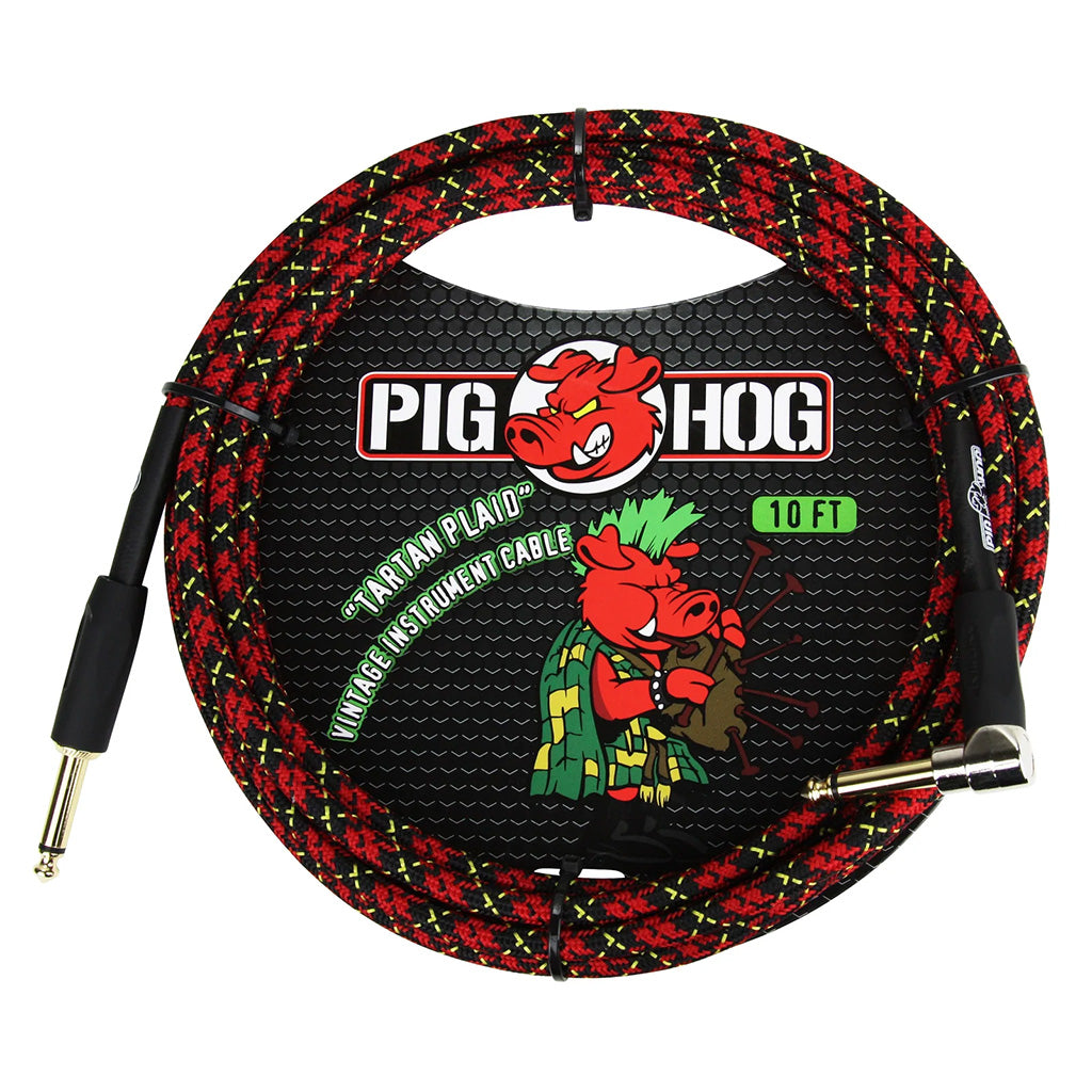 Pig Hog Tartan Plaid Instrument Cable 10ft. Right Angle