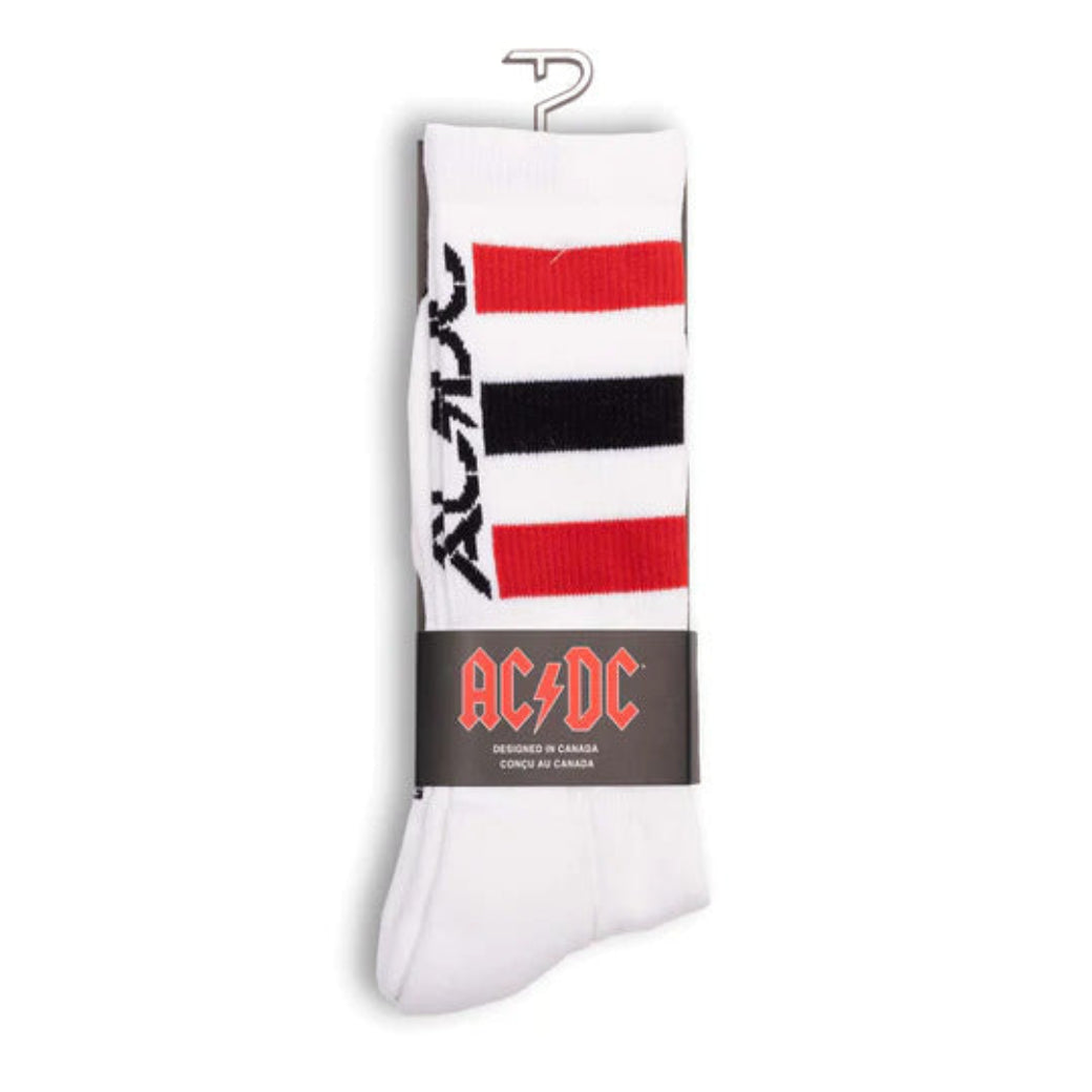Perris AC/DC High Voltage Large Crew Socks in White (1-Pair)
