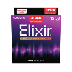 Elixir Phosphor Bronze 12-53 3-Pack Light Gauge