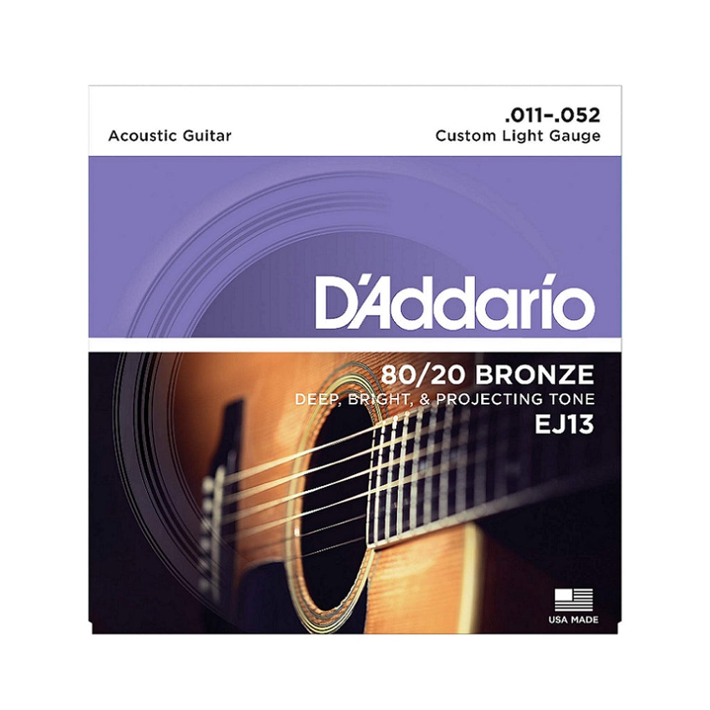 D'Addario Custom Light 80/20 Bronze Acoustic Guitar String Set 11-52
