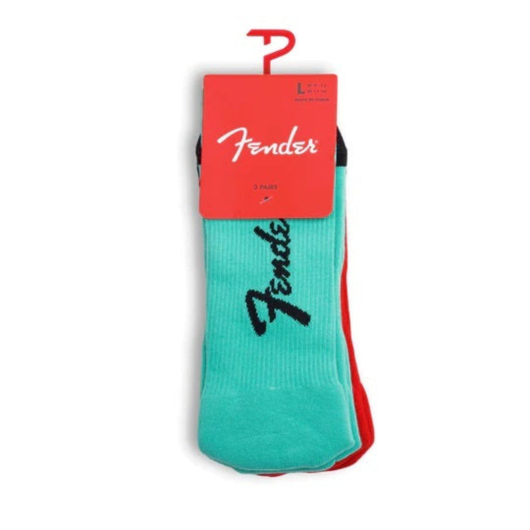 Perris Fender Exploded Logo Large Crew Socks in Asst Colour (3-Pair)