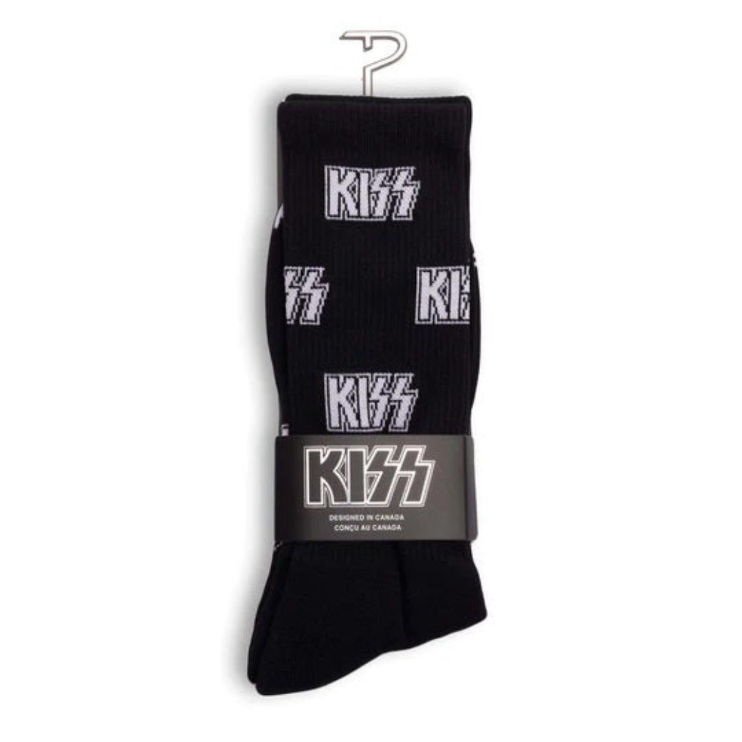 Perris Licensed KISS Logo Crew Socks in Black (1-Pair)