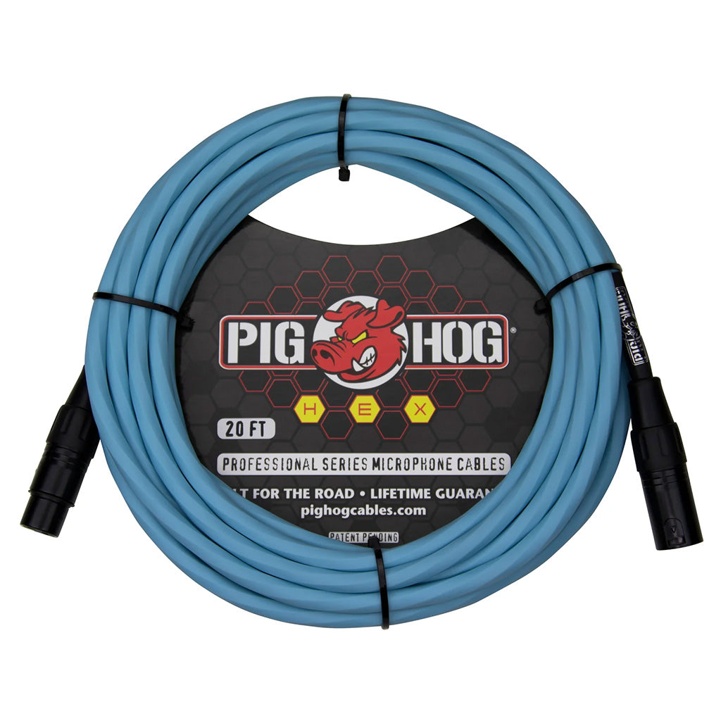 Pig Hog Hex Series Mic Cable 20ft - Daphne Blue