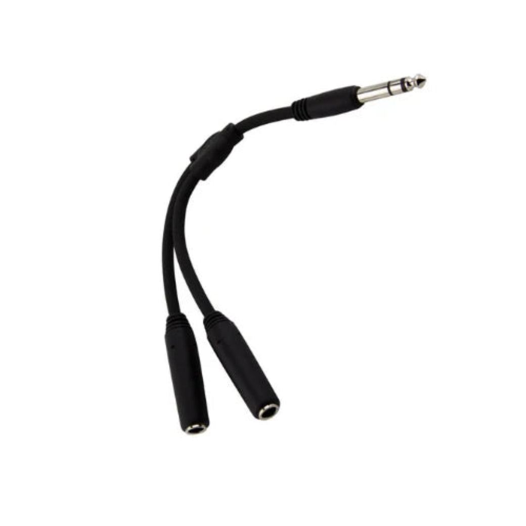 Pig Hog 6″ Y Cable Stereo 1/4″ (M) - Dual Stereo 1/4″ (F)