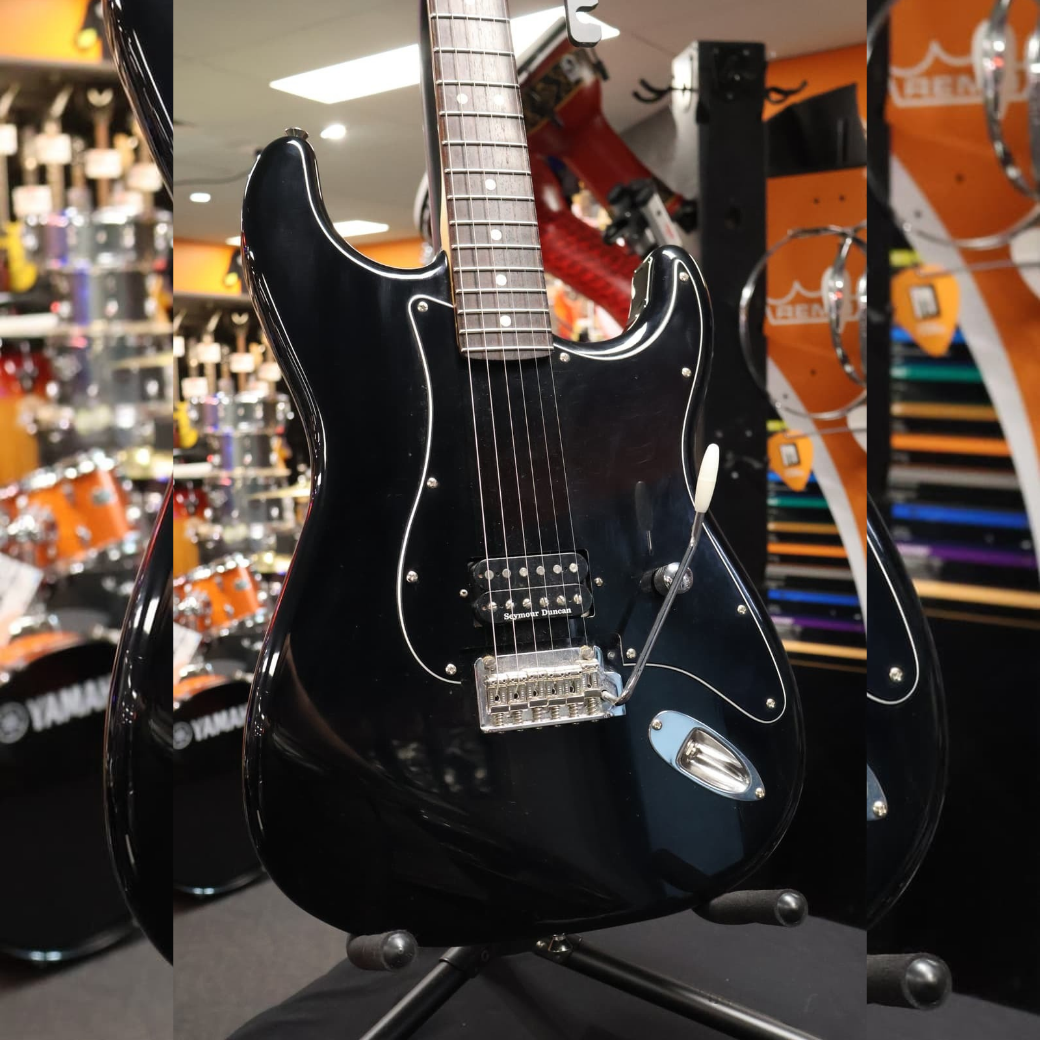 Fender MIJ Stratocaster Black Modified with Single Humbucker & Gig Bag (Secondhand)