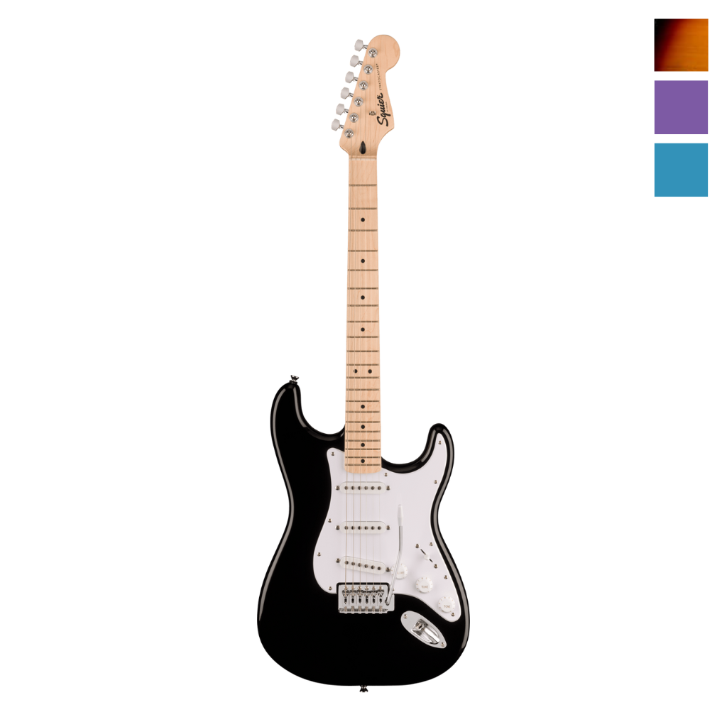 Squier Sonic Stratocaster in Black (White Pickguard)