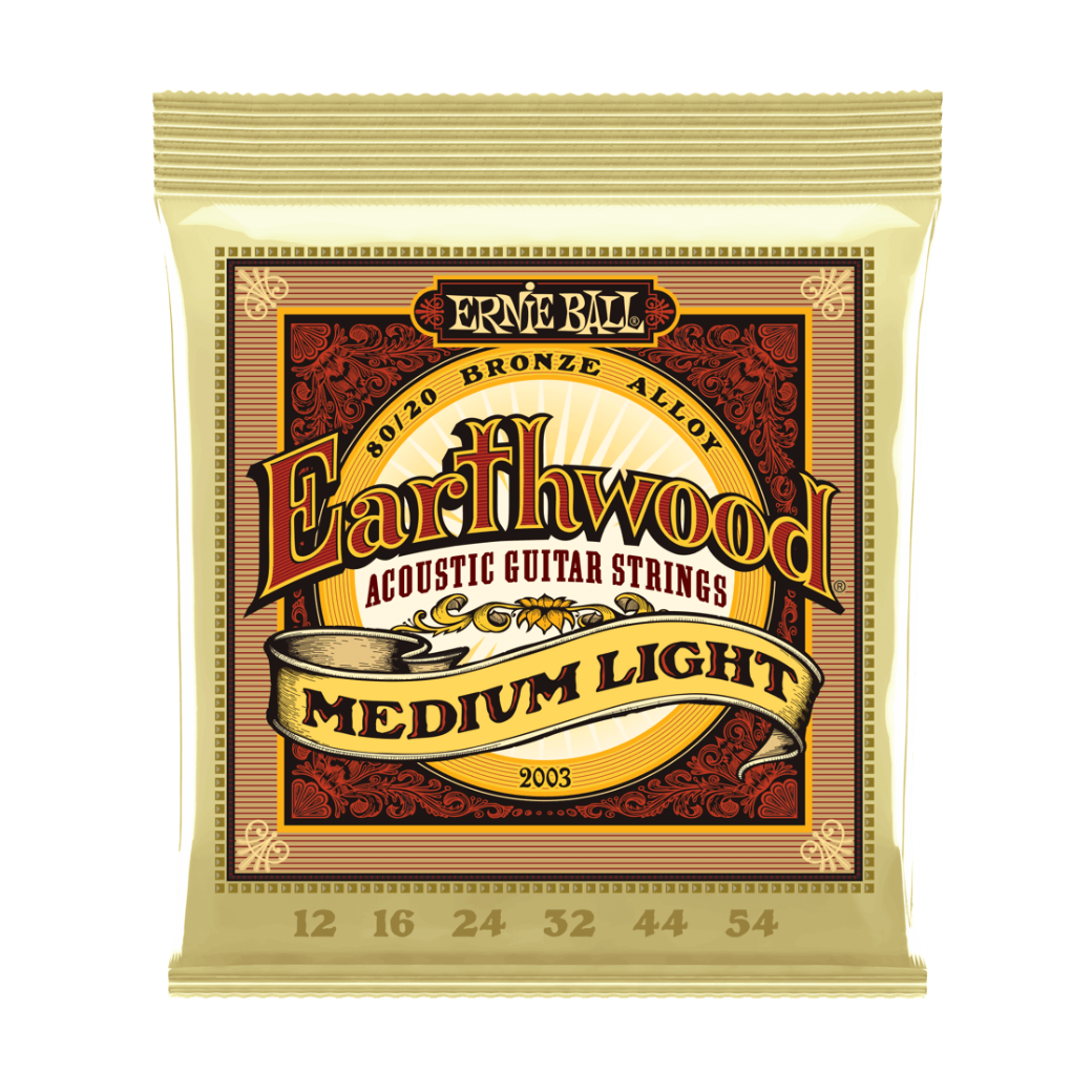 Ernie Ball Medium Light Earthwood 80/20 Bronze Acoustic Strings 12-54