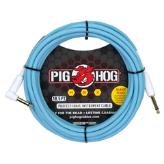 Pig Hog Hex Series Silent Cable 18.6 ft Daphne Blue - Right Angle