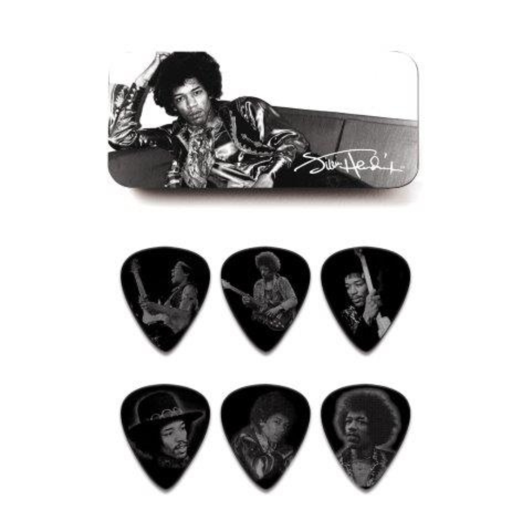 Dunlop Jimi Hendrix Pick Tin Portraits Heavy 12-Pack