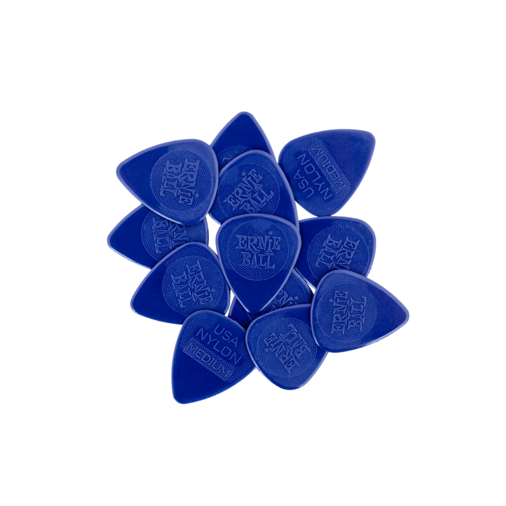 Ernie Ball Nylon Guitar Picks - Medium 0.72mm Dark Blue - 12 Pack