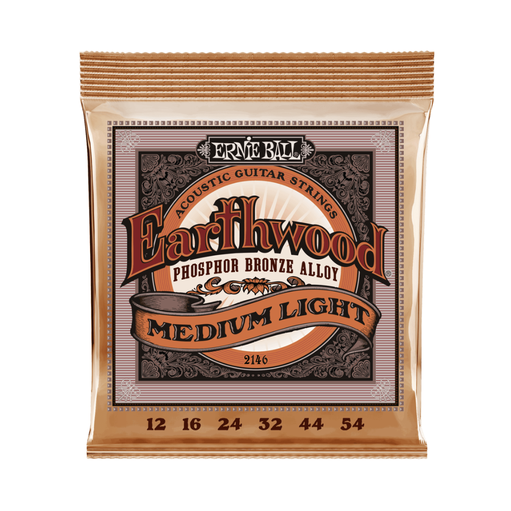 Ernie Ball Medium Light Earthwood Phosphor Bronze Acoustic Strings 12-54