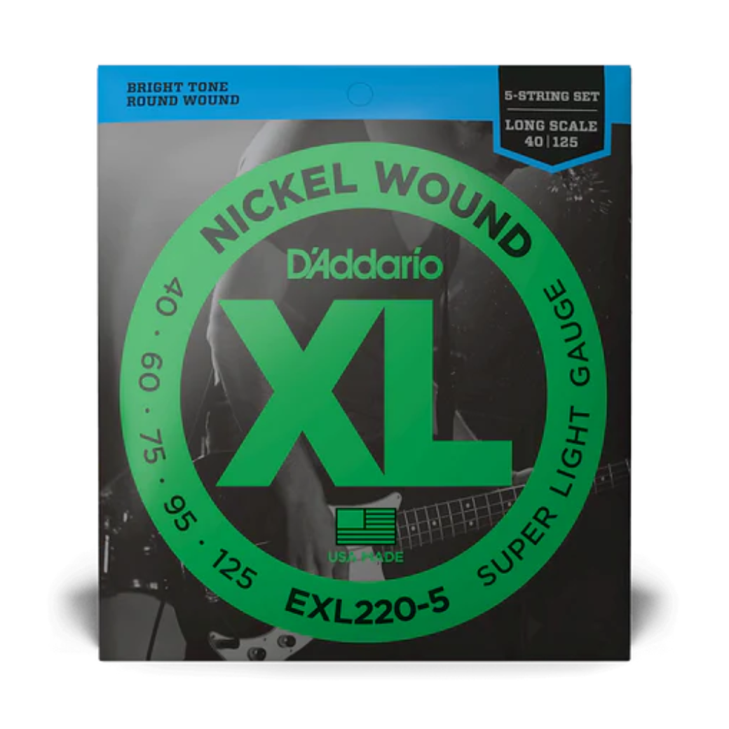 D'Addario EXL220-5 Bass Strings 5-String Nickel Wound Long Scale Super Light - 40-125