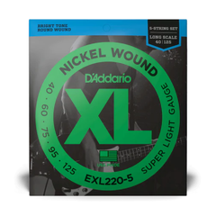 D'Addario EXL220-5 Bass Strings 5-String Nickel Wound Long Scale Super Light - 40-125