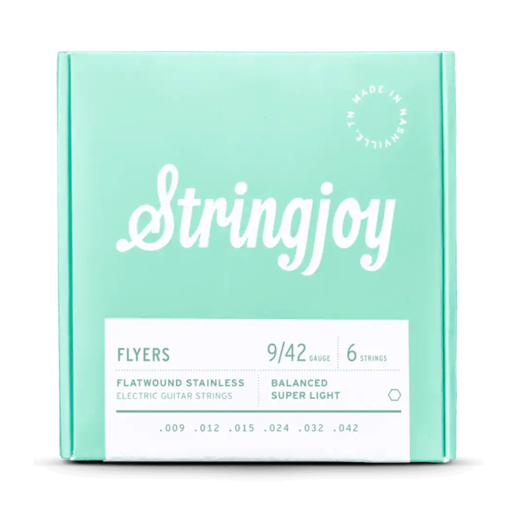 Stringjoy Flyers Balanced Super Light Gauge Flyers Flatwound Stainless Electric Strings - 9-42