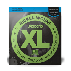 D'Addario EXL165-6 Regular Light Top/Medium Bottom Long Scale 6-String Bass Strings - 32-135
