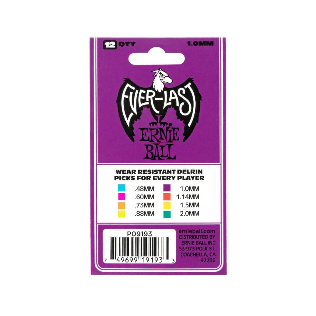 Ernie Ball Everlast Pick 12-Pack Purple - 1.0mm