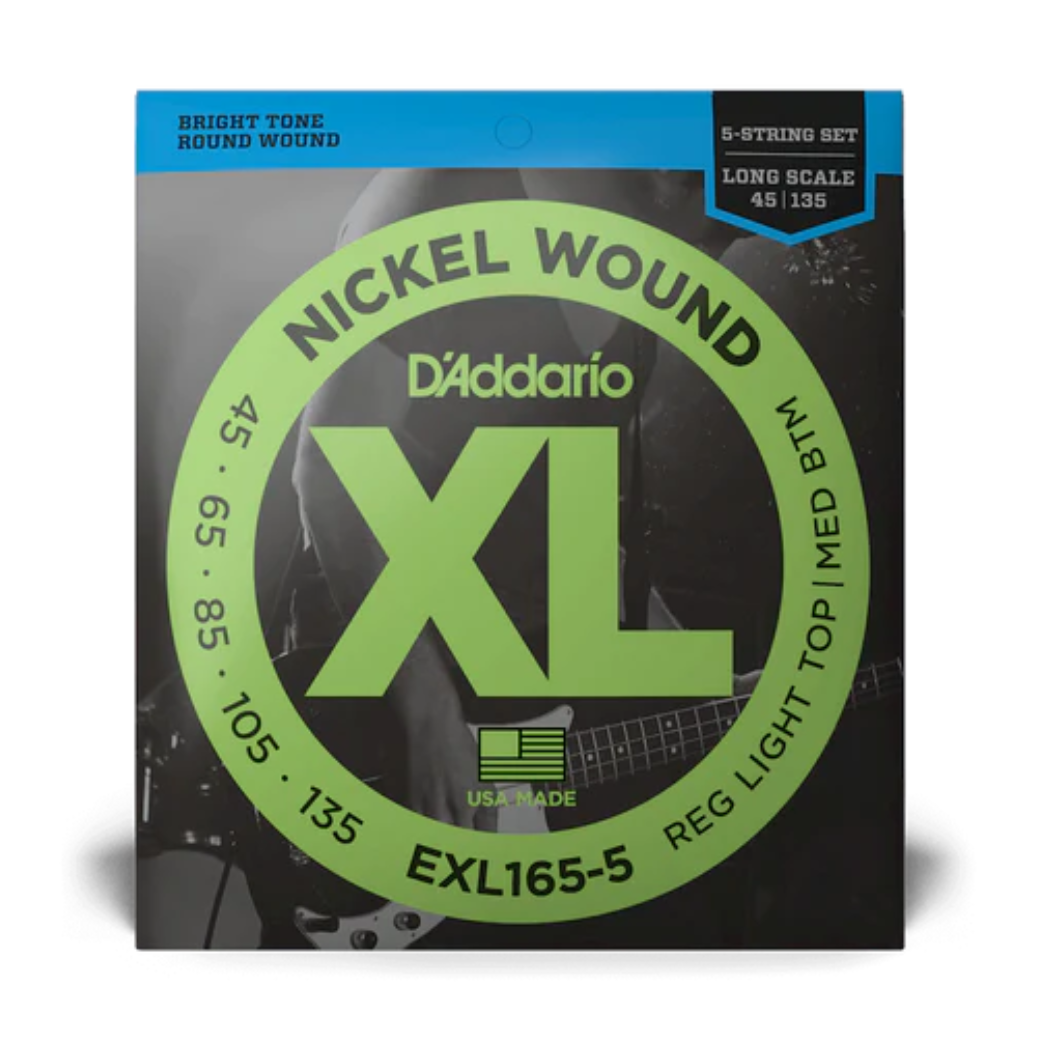 D'Addario EXL165-5 Nickel Wound Long Scale 5 String Bass Strings - 45-135