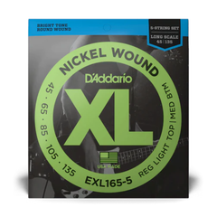 D'Addario EXL165-5 Nickel Wound Long Scale 5 String Bass Strings - 45-135