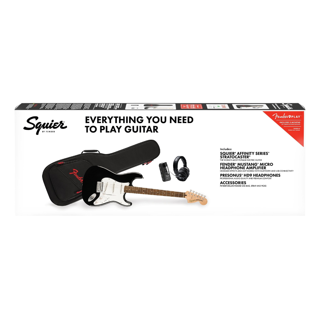 Squier Affinity Stratocaster Mustang Micro Pack with Gig Bag and Headphones