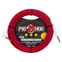 Pig Hog Hex Series Silent Cable 18.6 ft Candy Apple Red - Right Angle