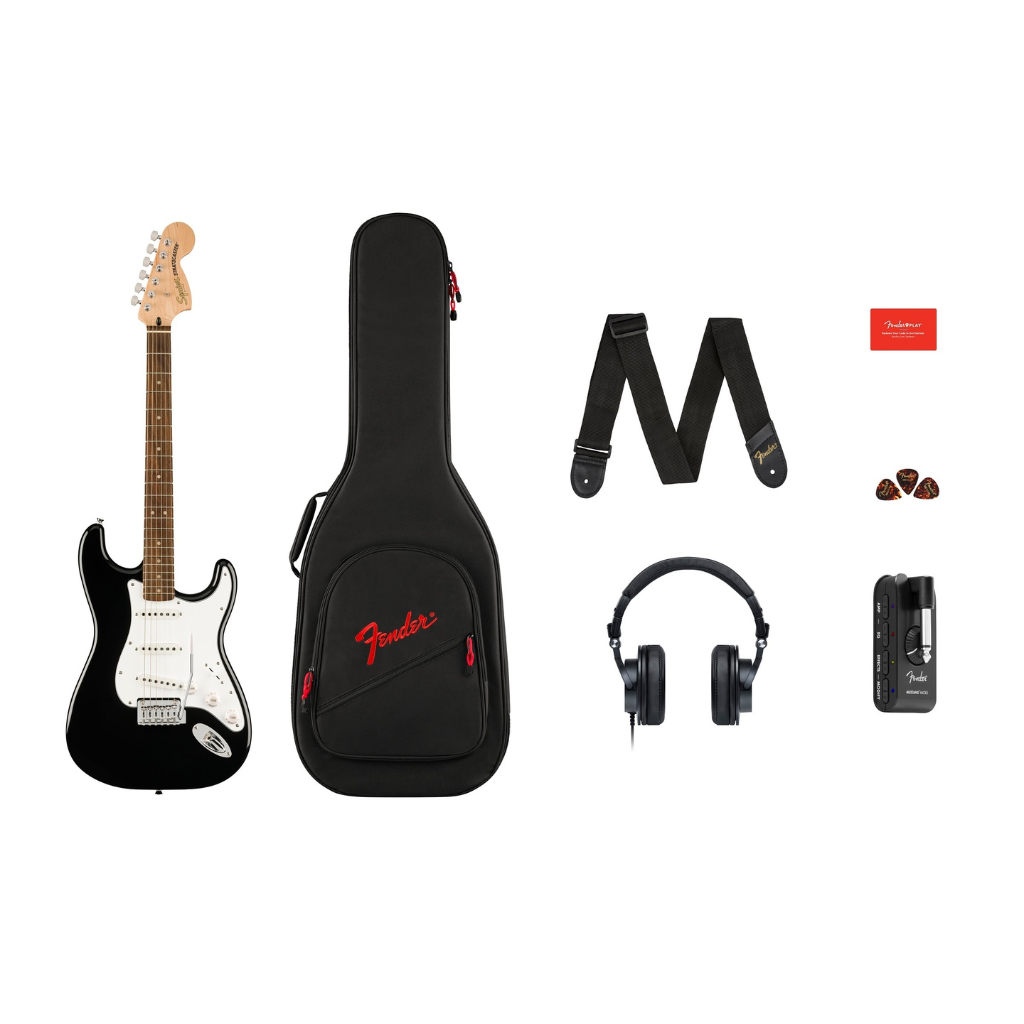 Squier Affinity Stratocaster Mustang Micro Pack with Gig Bag and Headphones