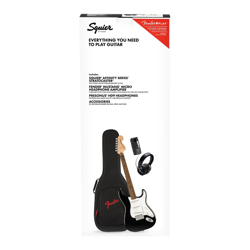 Squier Affinity Stratocaster Mustang Micro Pack with Gig Bag and Headphones