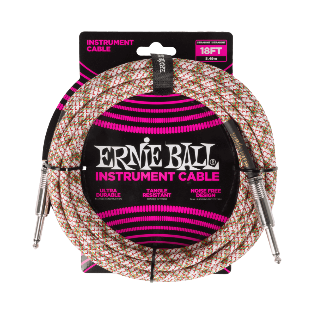 Ernie Ball Braided Instrument Cable Straight/Straight 18ft - Emerald Argyle