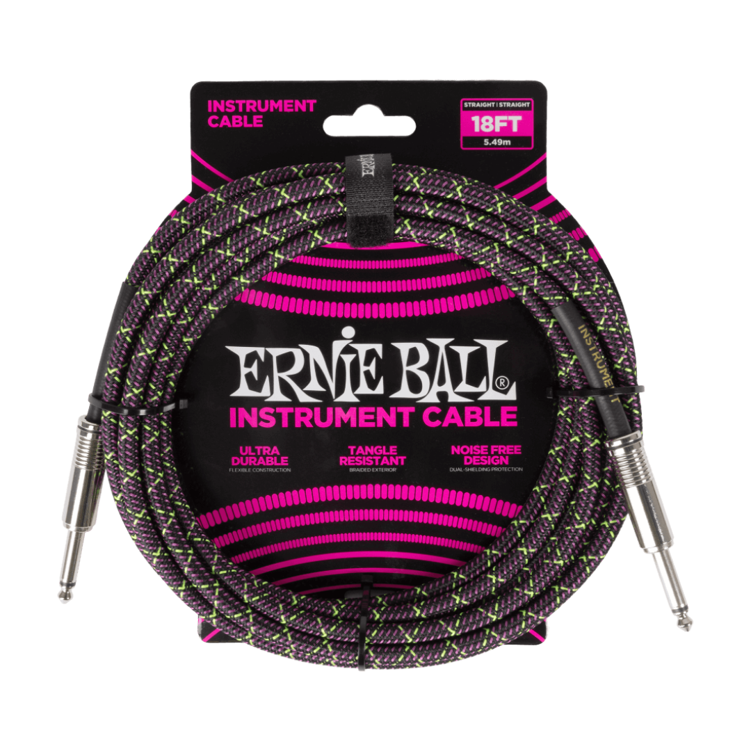 Ernie Ball Braided Instrument Cable Straight/Straight 18ft - Purple Python