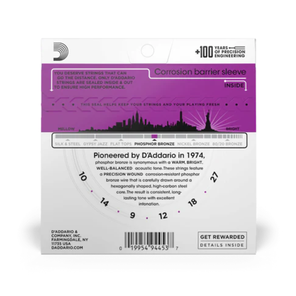 D'Addario Nashville Tuning Phosphor Bronze Acoustic Strings 10-27