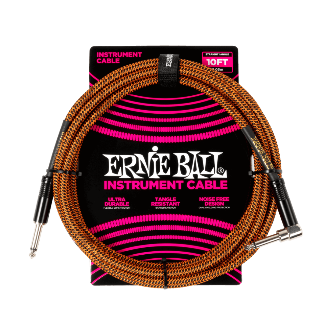 Ernie Ball Braided Instrument Cable Straight/Angle 10ft - Pumpkin Pie