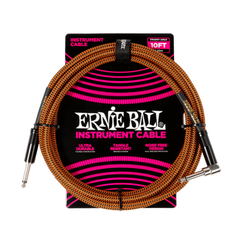 Ernie Ball Braided Instrument Cable Straight/Angle 10ft - Pumpkin Pie